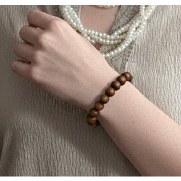 BUNDLE ONLY Vtg .25 inch Beads Beaded Bracelet Stretch Wooden New Old Stock - Picture 4 of 4